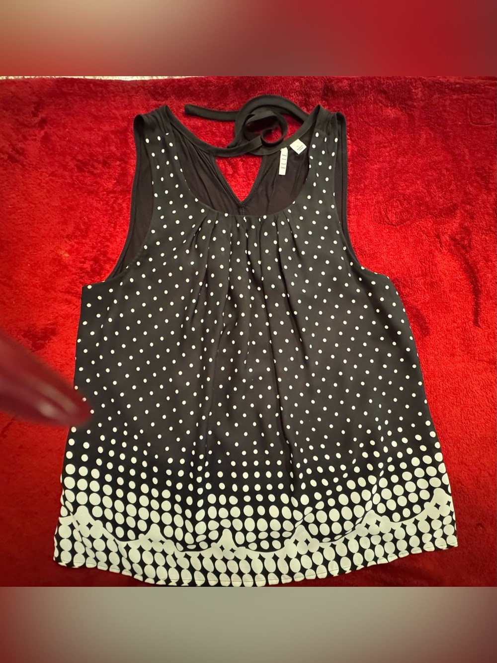 Women's Black Polka Dot Sleeveless Tank Top